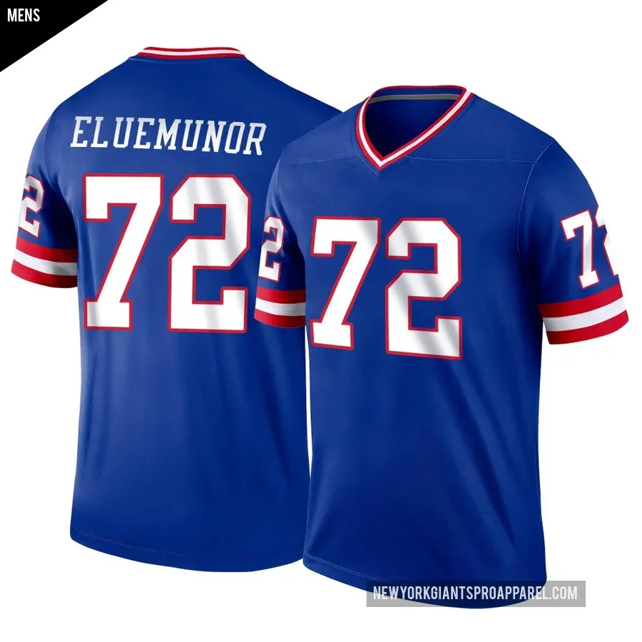 Men's New York Giants ＃72 Jermaine Eluemunor Royal Legend Classic Jersey