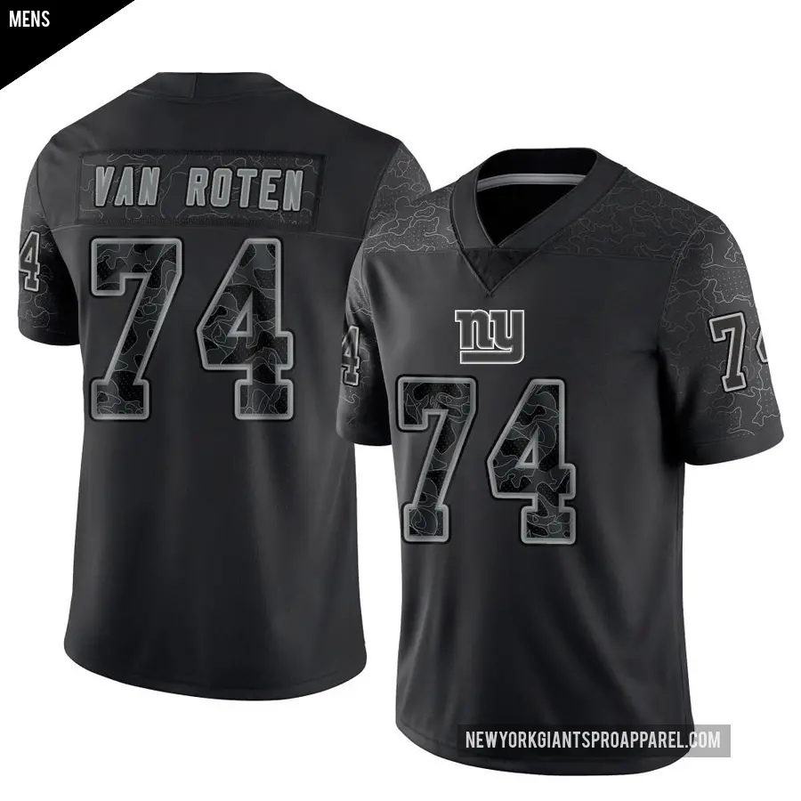 Men's New York Giants ＃74 Greg Van Roten Black Limited Reflective Jersey