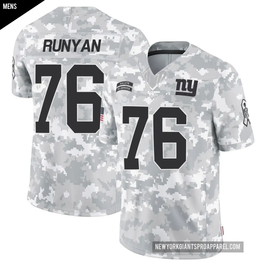 Men's New York Giants ＃76 Jon Runyan Arctic Camo Limited 2024 Salute to Service Jersey