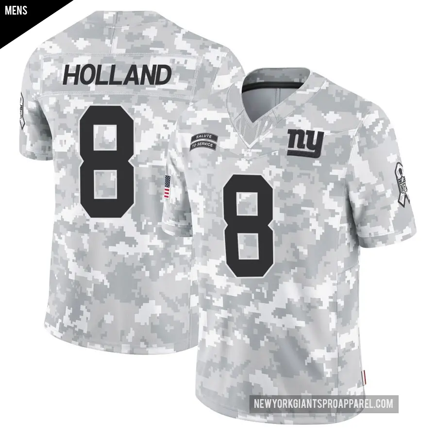 Men's New York Giants ＃8 Jevon Holland Arctic Camo Limited 2024 Salute to Service Jersey