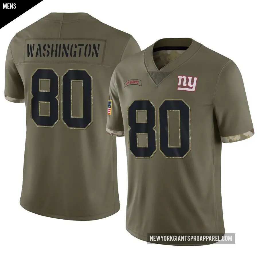 Men's New York Giants ＃80 Montrell Washington Olive Limited 2022 Salute To Service Jersey