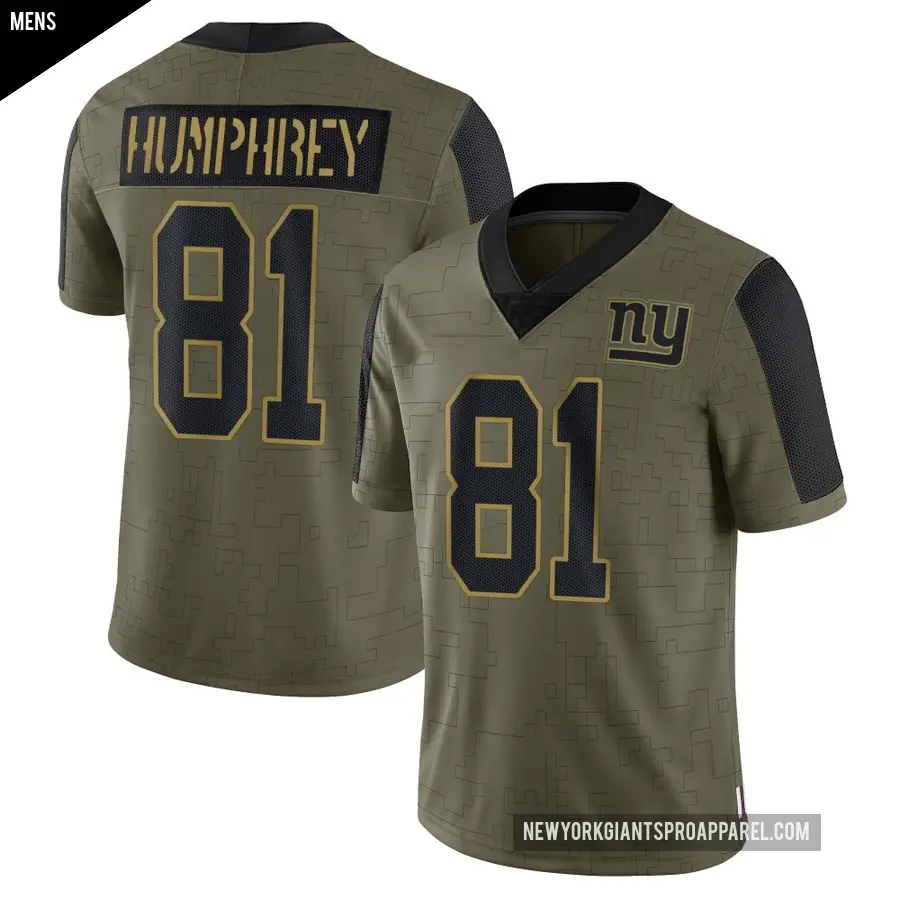 Men's New York Giants ＃81 Lil'Jordan Humphrey Olive Limited 2021 Salute To Service Jersey
