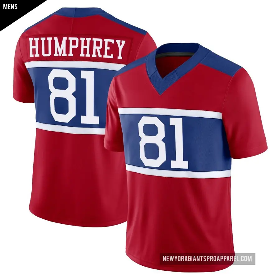 Men's New York Giants ＃81 Lil'Jordan Humphrey Red Limited Century Alternate Vapor F.U.S.E. Jersey