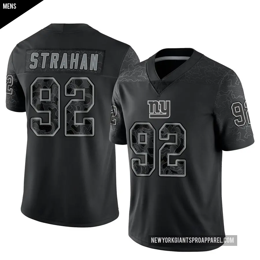 Men's New York Giants ＃92 Michael Strahan Black Limited Reflective Jersey
