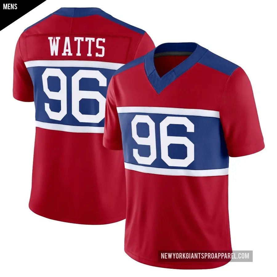 Men's New York Giants ＃96 Armon Watts Red Limited Century Alternate Vapor F.U.S.E. Jersey