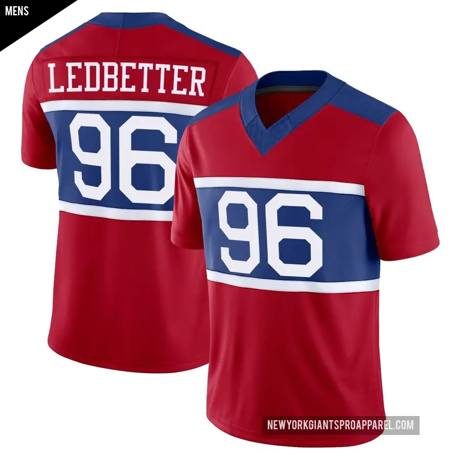 Men's New York Giants ＃96 Jeremiah Ledbetter Red Limited Century Alternate Vapor F.U.S.E. Jersey