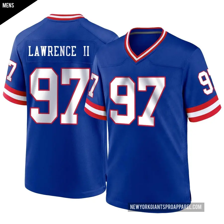 Men's New York Giants ＃97 Dexter Lawrence II Royal Game Classic Jersey