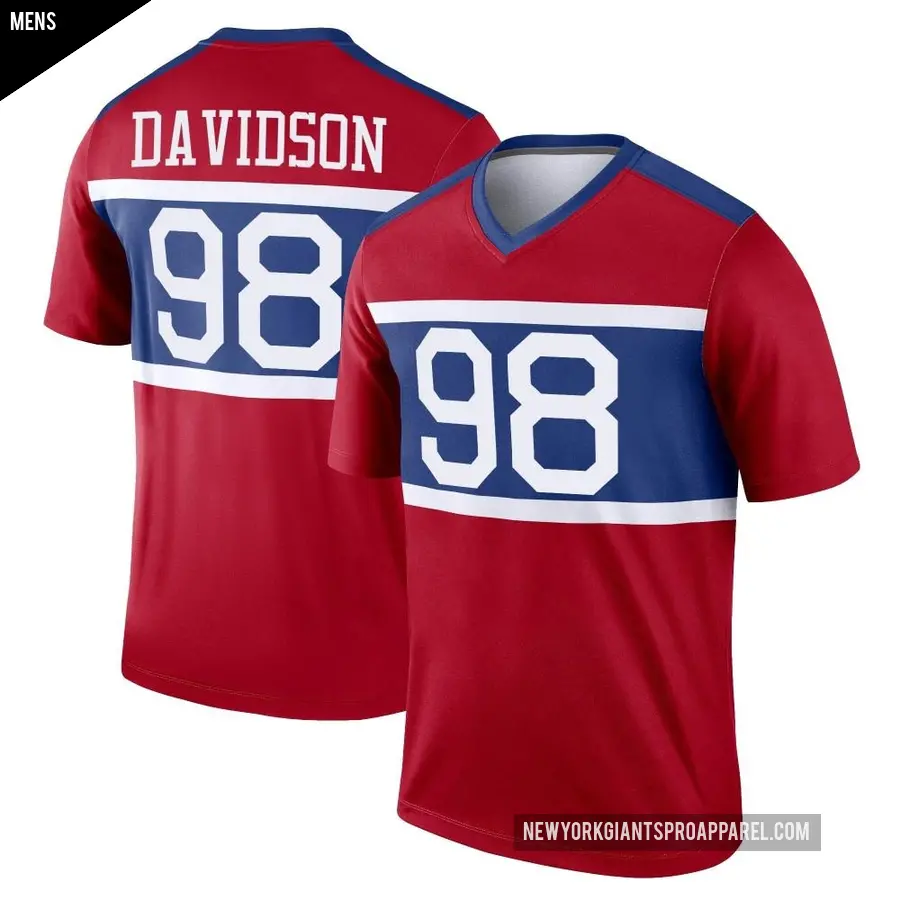 Men's New York Giants ＃98 D.J. Davidson Red Legend Century Alternate Jersey