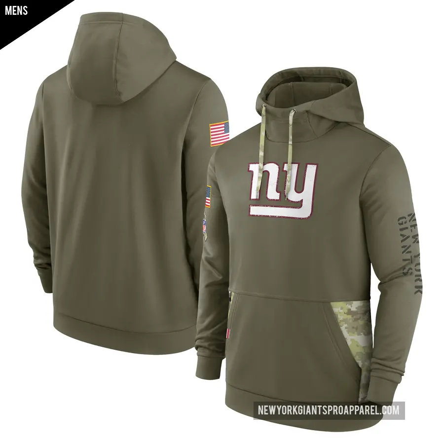 Men's New York Giants Olive 2022 Salute to Service Therma Performance Pullover Hoodie
