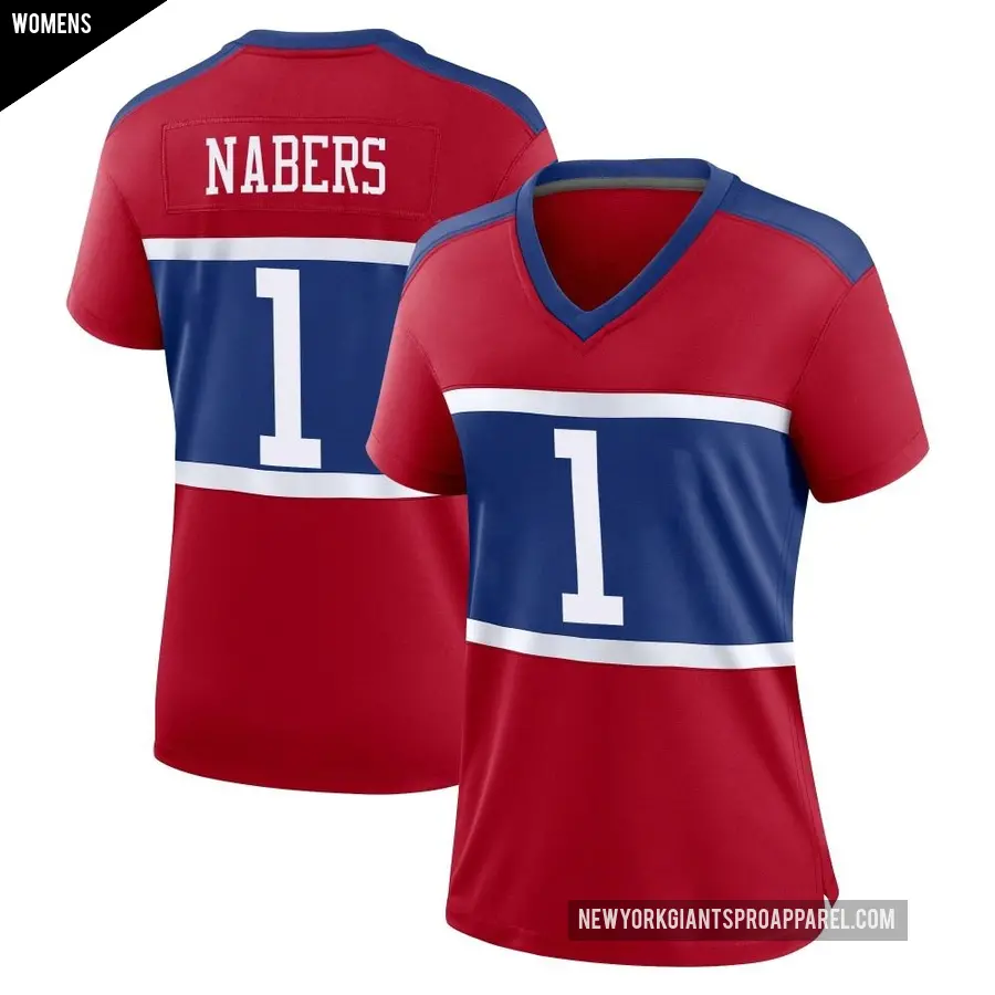 Women's New York Giants ＃1 Malik Nabers Red Game Century Alternate Jersey