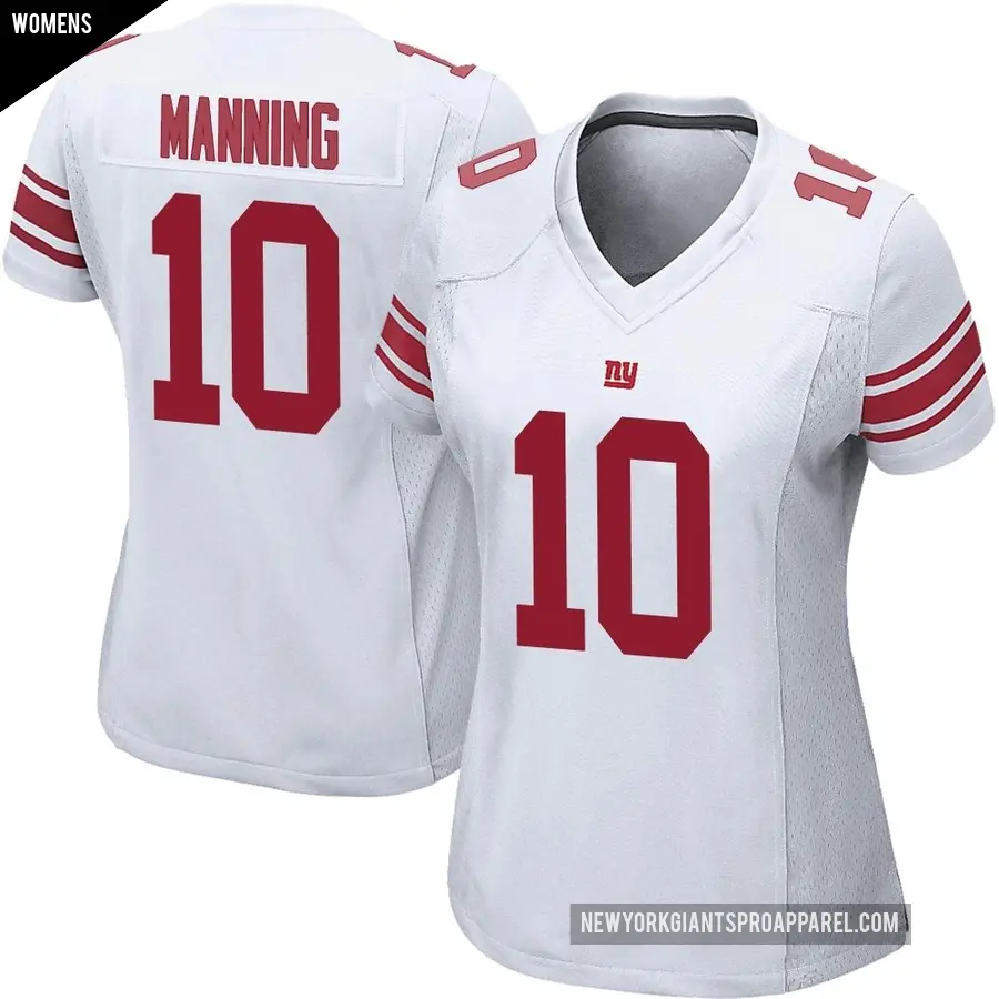 Women's New York Giants ＃10 Eli Manning White Game Jersey