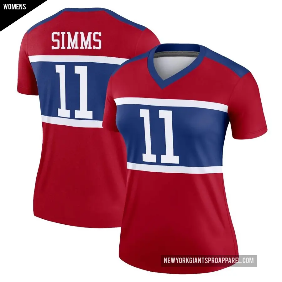 Women's New York Giants ＃11 Phil Simms Red Legend Century Alternate Jersey