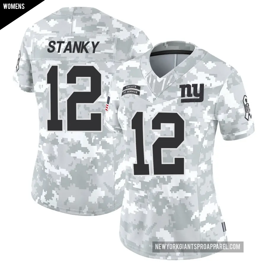 Women's New York Giants ＃12 Eddie Stanky Arctic Camo Limited 2024 Salute to Service Jersey