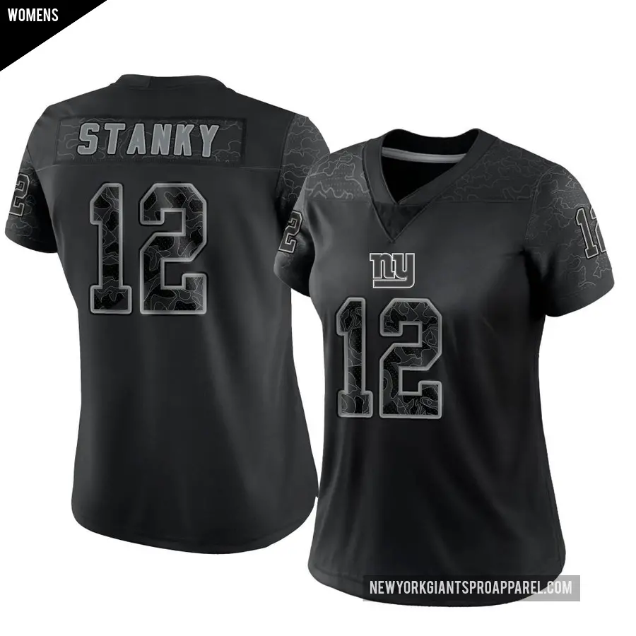 Women's New York Giants ＃12 Eddie Stanky Black Limited Reflective Jersey