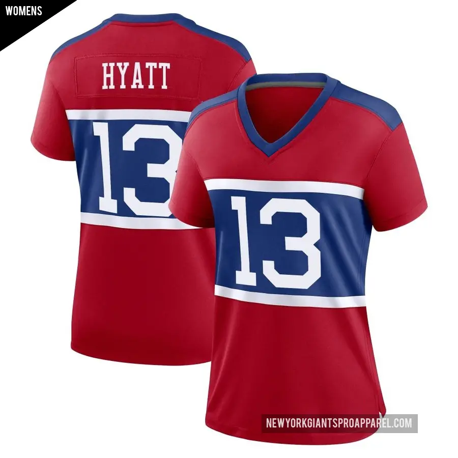 Women's New York Giants ＃13 Jalin Hyatt Red Game Century Alternate Jersey
