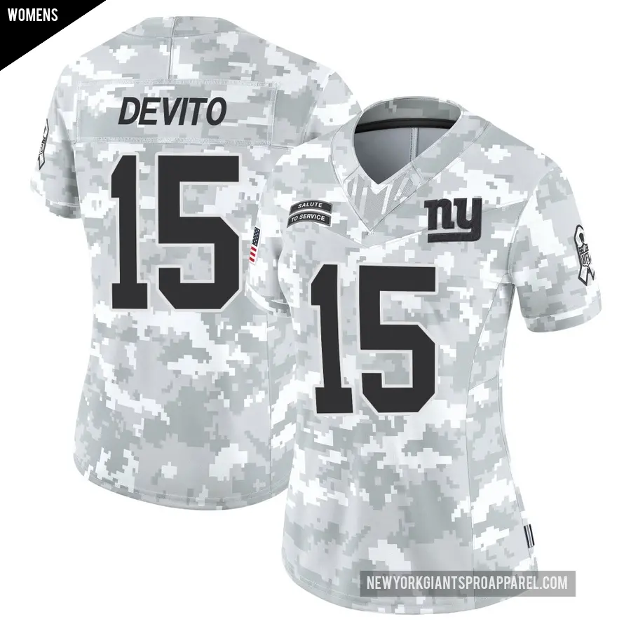 Women's New York Giants ＃15 Tommy DeVito Arctic Camo Limited 2024 Salute to Service Jersey