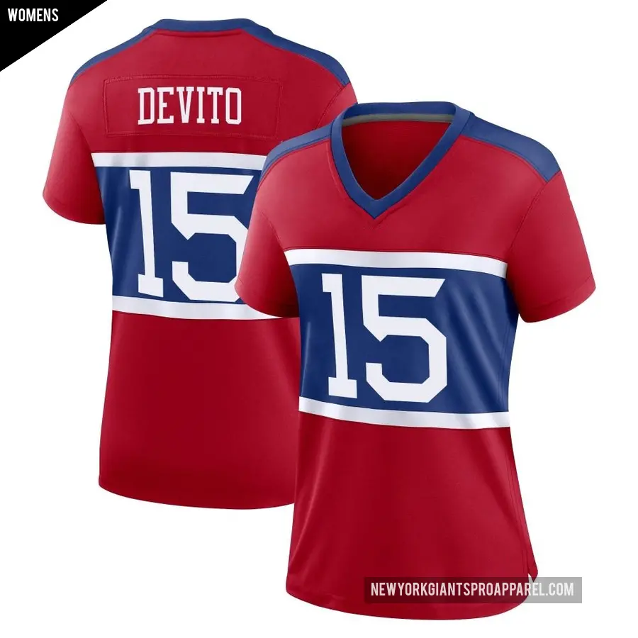 Women's New York Giants ＃15 Tommy DeVito Red Game Century Alternate Jersey