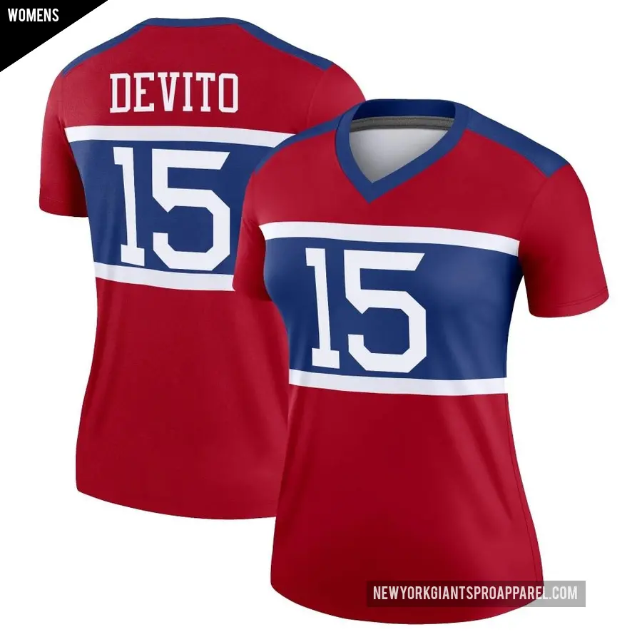 Women's New York Giants ＃15 Tommy DeVito Red Legend Century Alternate Jersey