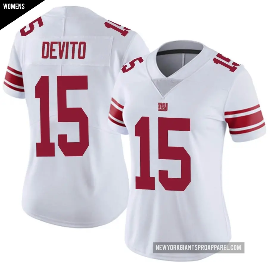 Women's New York Giants ＃15 Tommy DeVito White Limited Vapor Untouchable Jersey