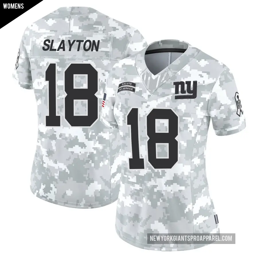 Women's New York Giants ＃18 Darius Slayton Arctic Camo Limited 2024 Salute to Service Jersey