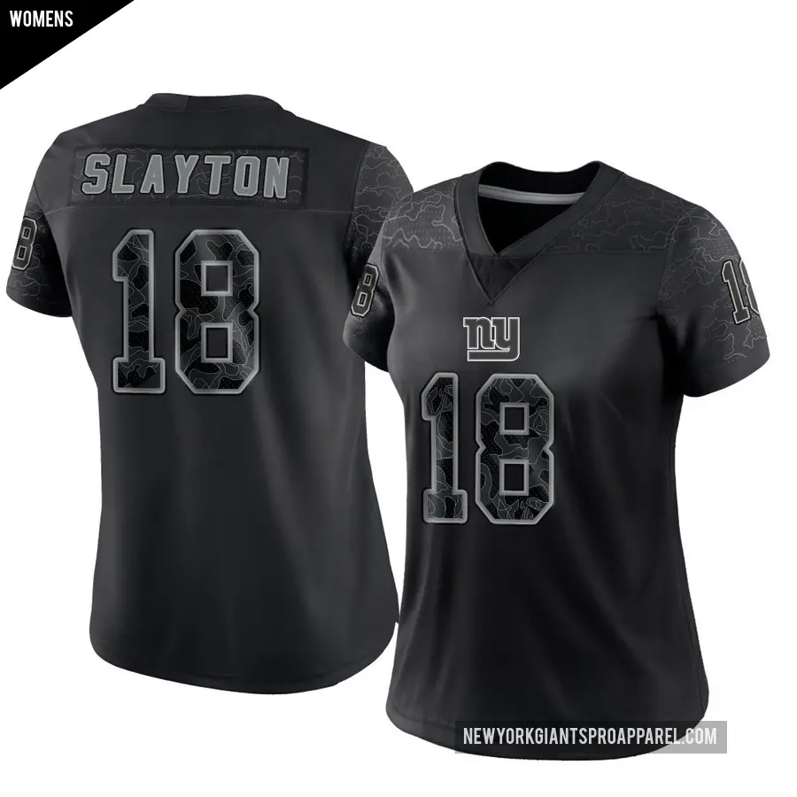 Women's New York Giants ＃18 Darius Slayton Black Limited Reflective Jersey