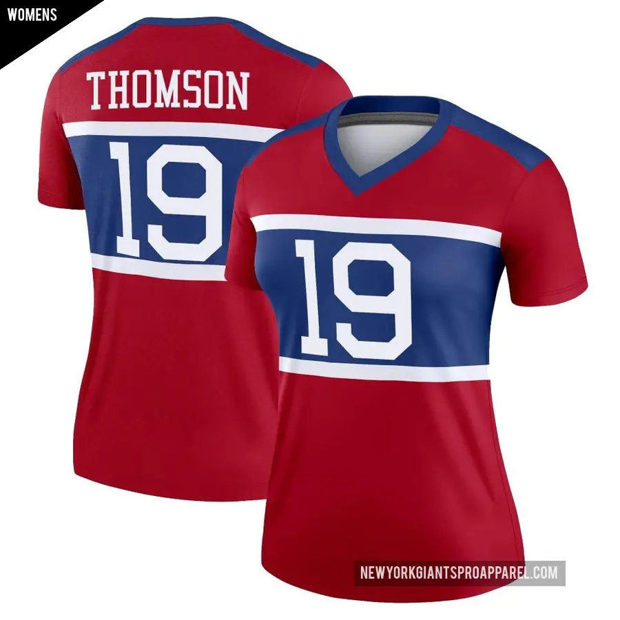 Women's New York Giants ＃19 Bobby Thomson Red Legend Century Alternate Jersey