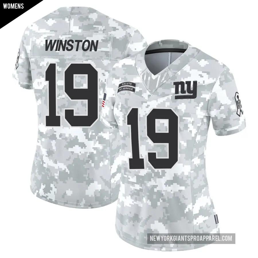 Women's New York Giants ＃19 Jameis Winston Arctic Camo Limited 2024 Salute to Service Jersey