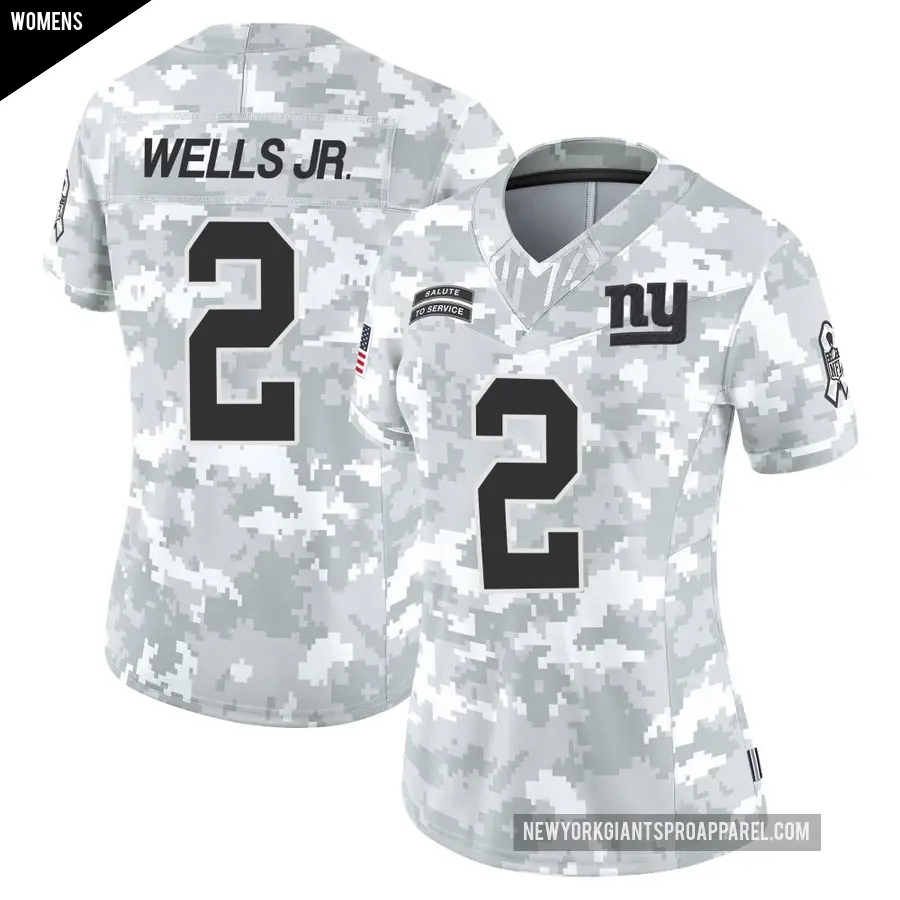 Women's New York Giants ＃2 Antwane Wells Jr. Arctic Camo Limited 2024 Salute to Service Jersey