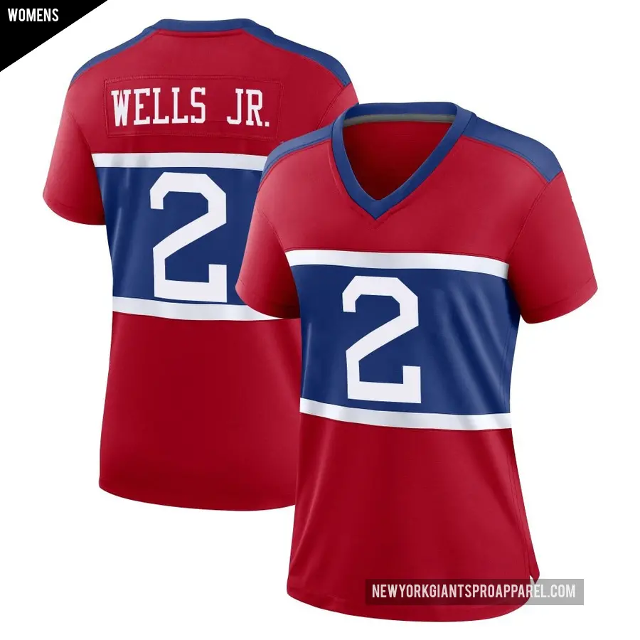 Women's New York Giants ＃2 Antwane Wells Jr. Red Game Century Alternate Jersey