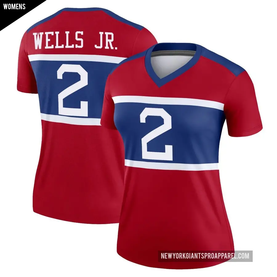 Women's New York Giants ＃2 Antwane Wells Jr. Red Legend Century Alternate Jersey