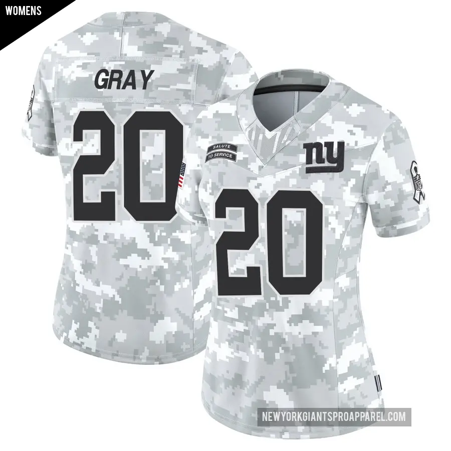 Women's New York Giants ＃20 Eric Gray Arctic Camo Limited 2024 Salute to Service Jersey