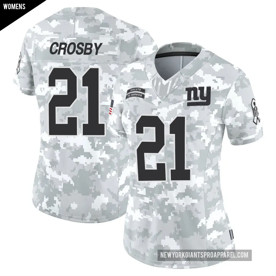 Women's New York Giants ＃21 Mason Crosby Arctic Camo Limited 2024 Salute to Service Jersey