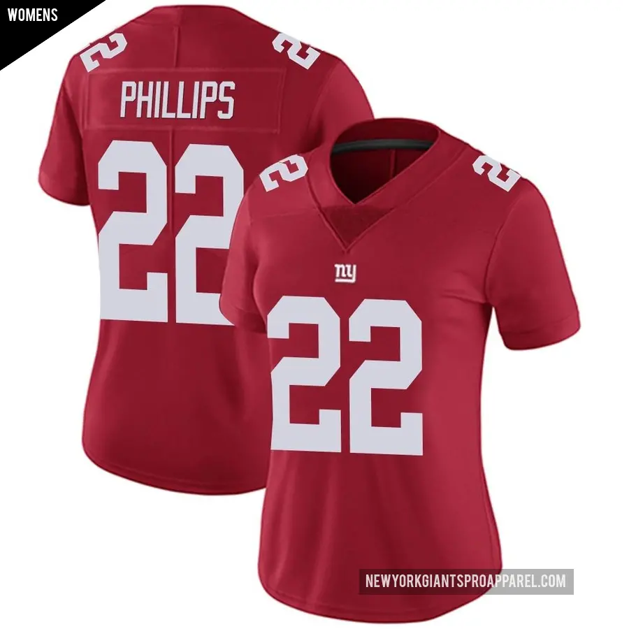 Women's New York Giants ＃22 Dru Phillips Red Limited Alternate Vapor Untouchable Jersey