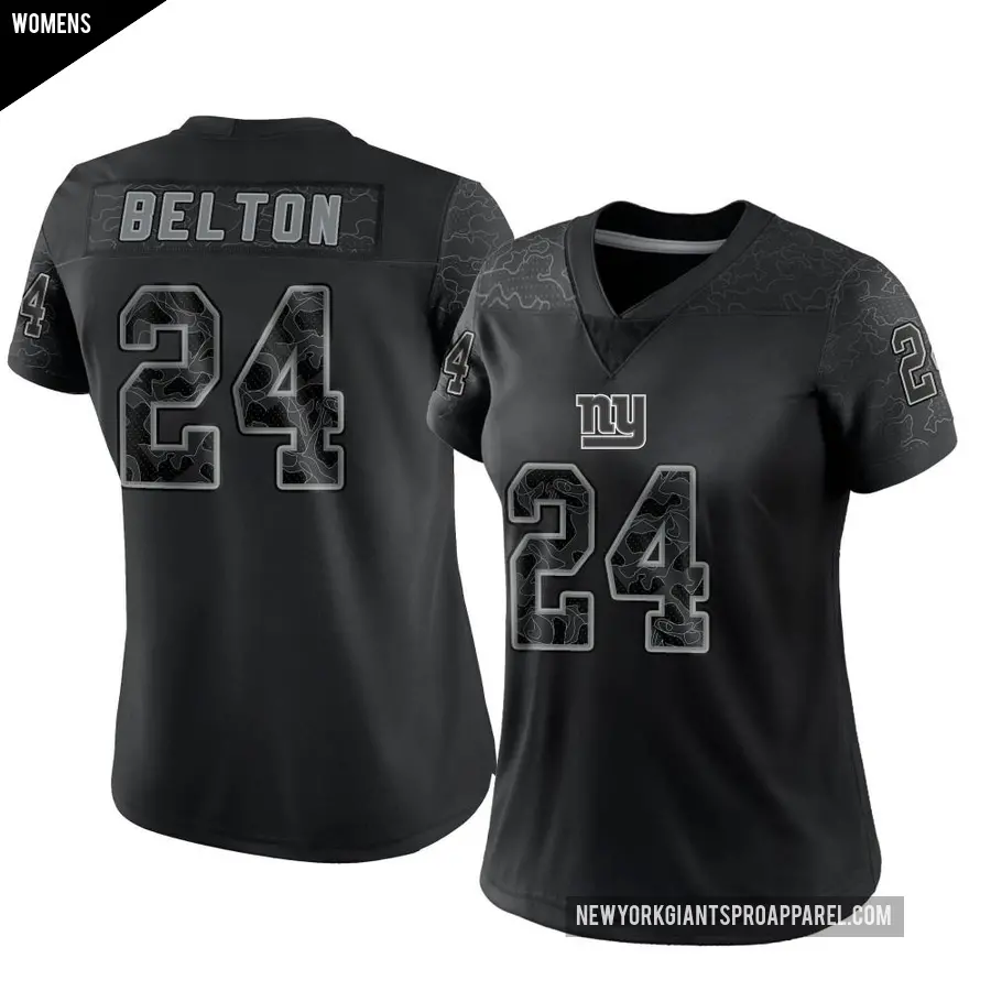 Women's New York Giants ＃24 Dane Belton Black Limited Reflective Jersey