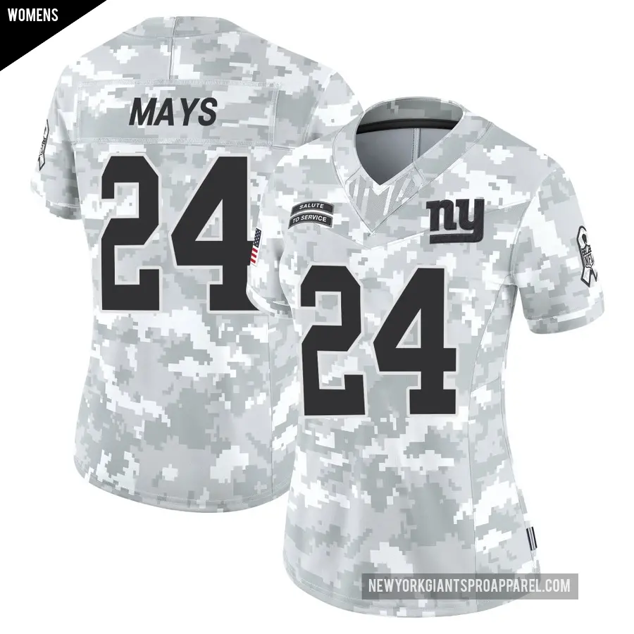 Women's New York Giants ＃24 Willie Mays Arctic Camo Limited 2024 Salute to Service Jersey