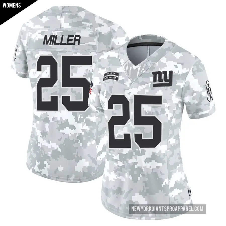 Women's New York Giants ＃25 Dante Miller Arctic Camo Limited 2024 Salute to Service Jersey