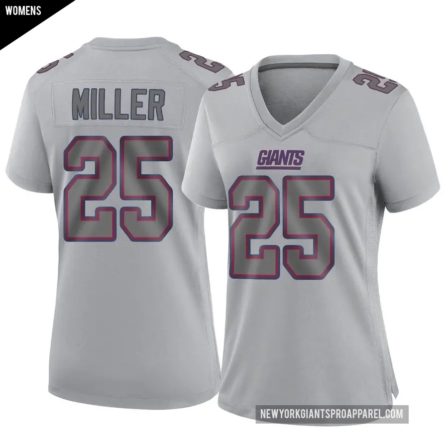 Women's New York Giants ＃25 Dante Miller Gray Game Atmosphere Fashion Jersey