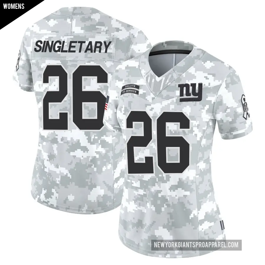 Women's New York Giants ＃26 Devin Singletary Arctic Camo Limited 2024 Salute to Service Jersey