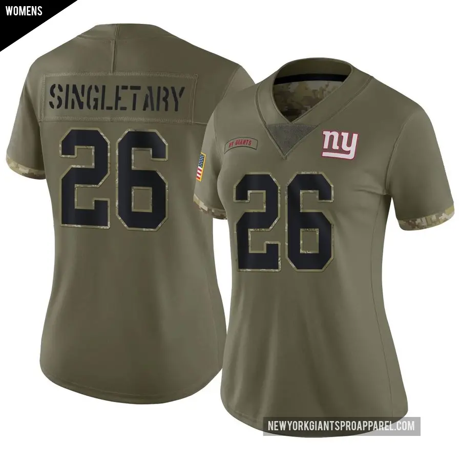 Women's New York Giants ＃26 Devin Singletary Olive Limited 2022 Salute To Service Jersey
