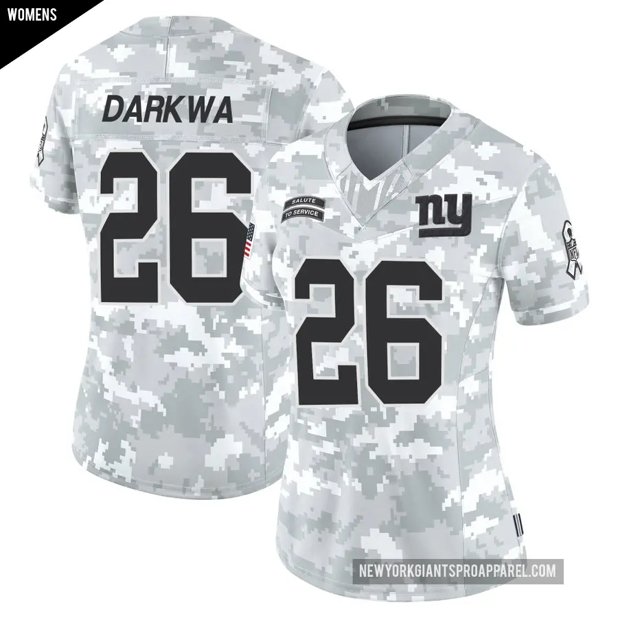 Women's New York Giants ＃26 Orleans Darkwa Arctic Camo Limited 2024 Salute to Service Jersey