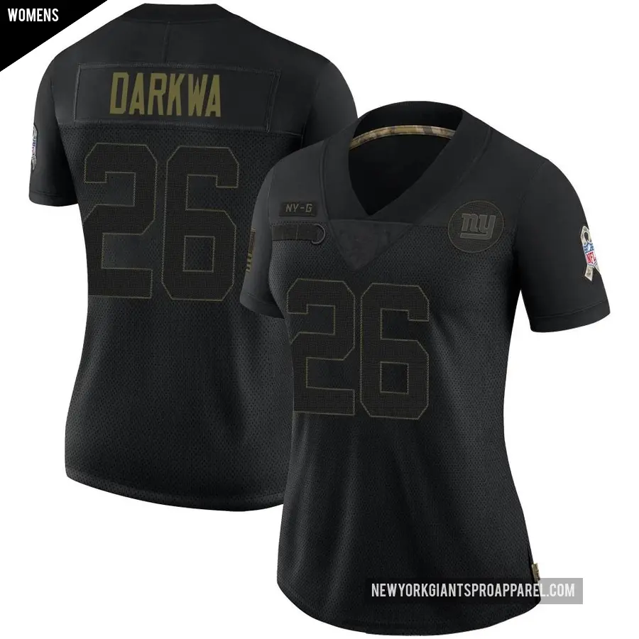 Women's New York Giants ＃26 Orleans Darkwa Black Limited 2020 Salute To Service Jersey