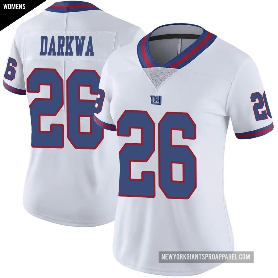 Women's New York Giants ＃26 Orleans Darkwa White Limited Color Rush Jersey