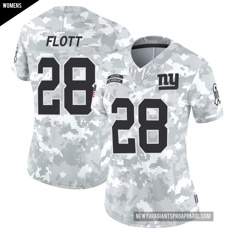 Women's New York Giants ＃28 Cor'Dale Flott Arctic Camo Limited 2024 Salute to Service Jersey