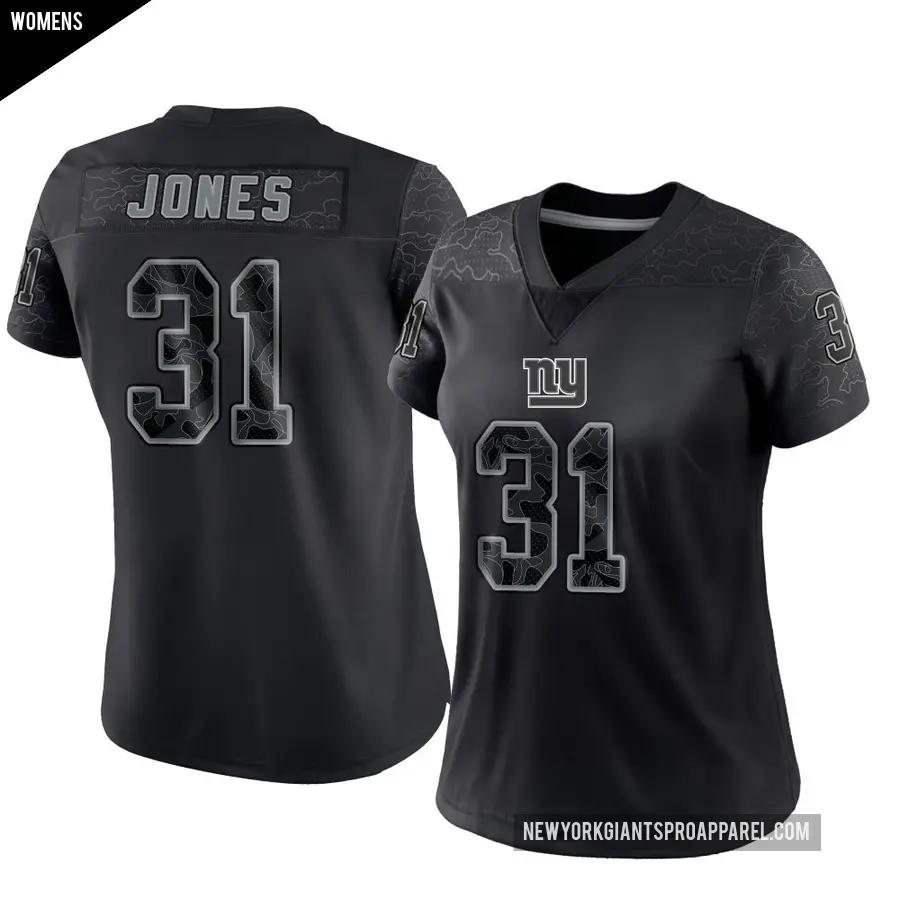 Women's New York Giants ＃31 Nic Jones Black Limited Reflective Jersey