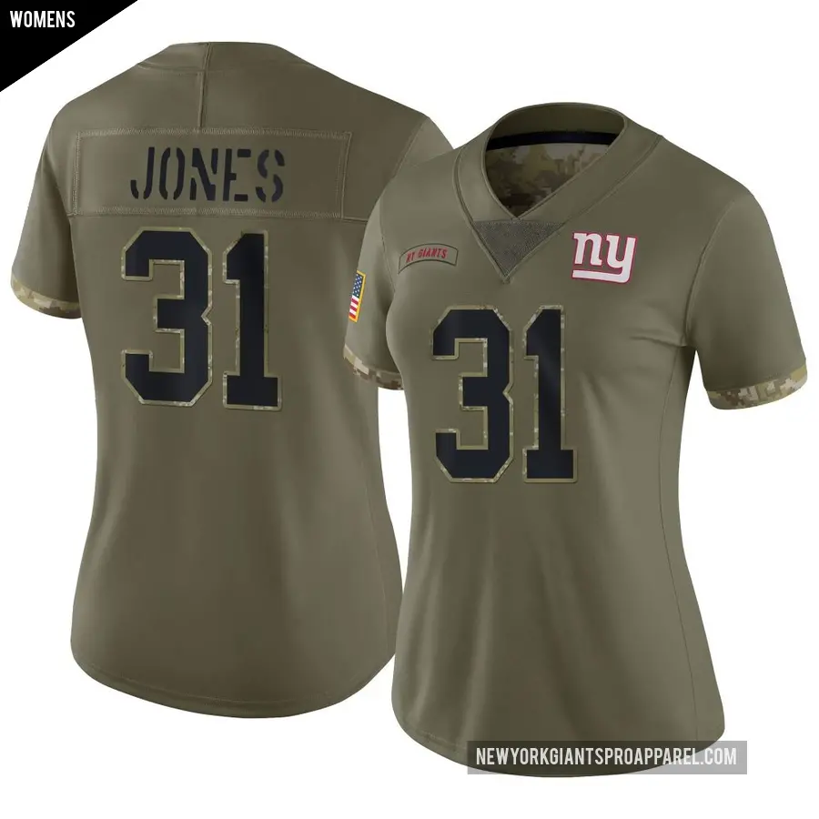 Women's New York Giants ＃31 Nic Jones Olive Limited 2022 Salute To Service Jersey