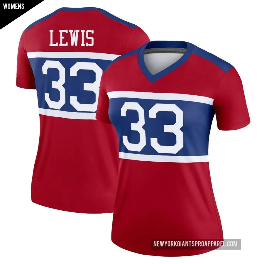 Women's New York Giants ＃33 Dion Lewis Red Legend Century Alternate Jersey