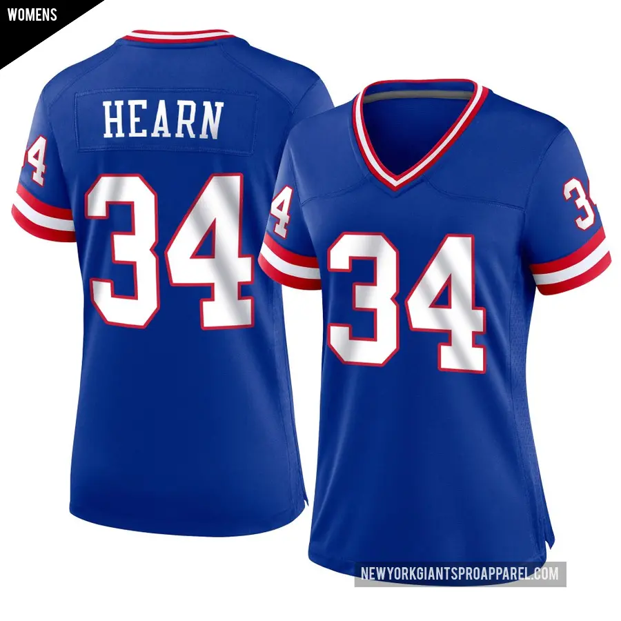 Women's New York Giants ＃34 Azizi Hearn Royal Game Classic Jersey