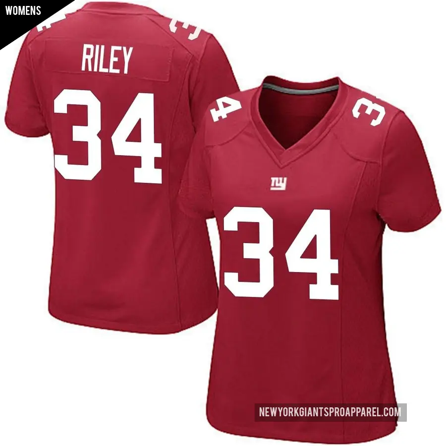 Women's New York Giants ＃34 Elijah Riley Red Game Alternate Jersey