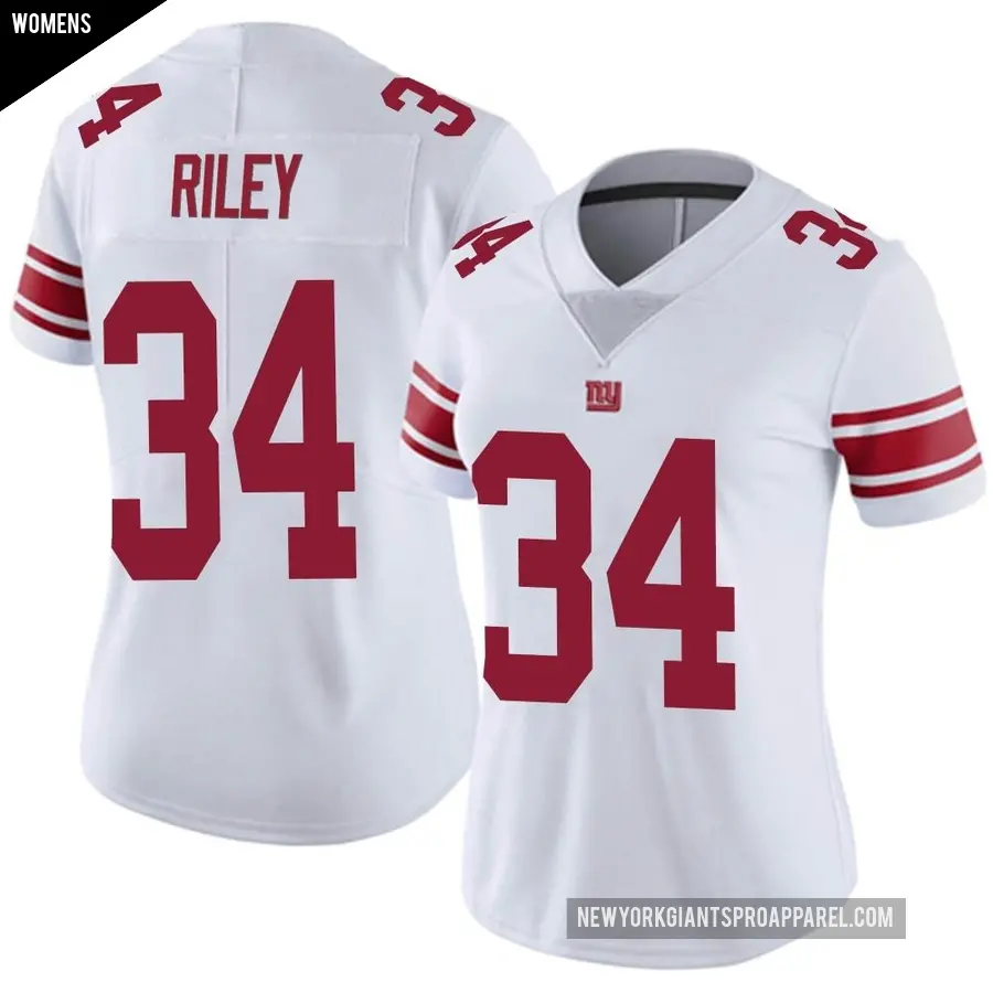 Women's New York Giants ＃34 Elijah Riley White Limited Vapor Untouchable Jersey