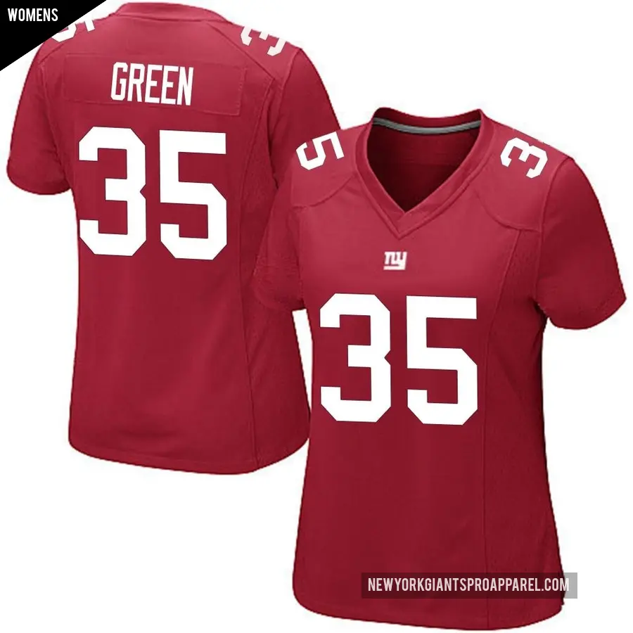 Women's New York Giants ＃35 Art Green Red Game Alternate Jersey